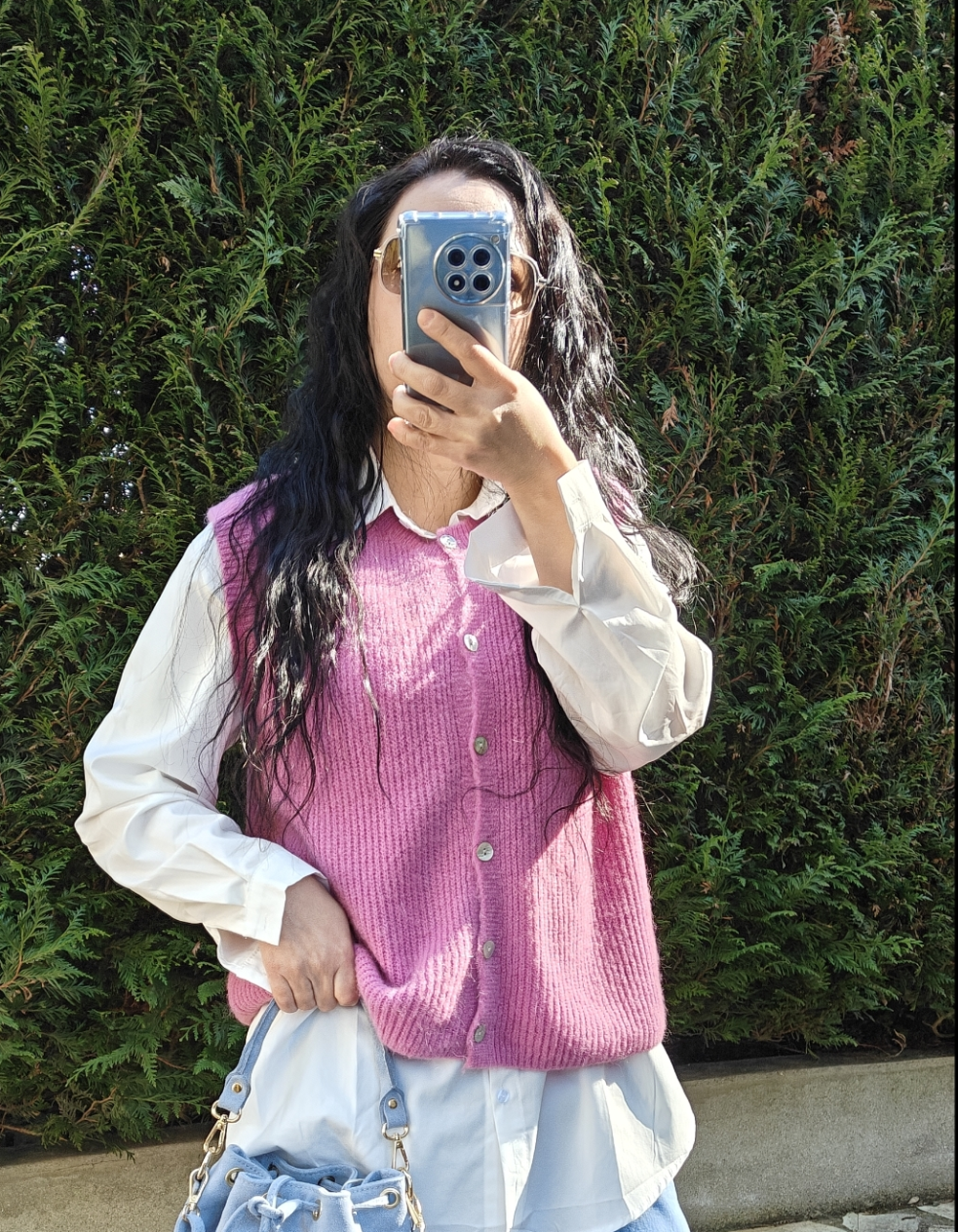 Cardigan sans manches rose