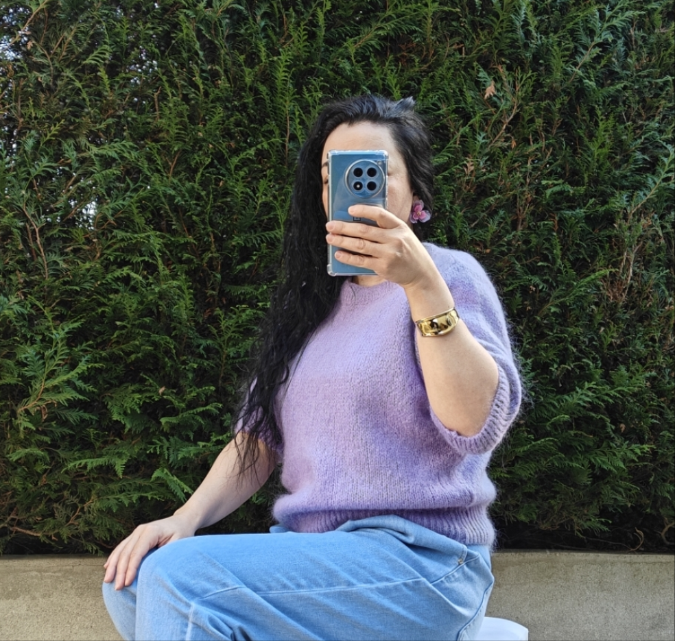 Pull manches courtes violet