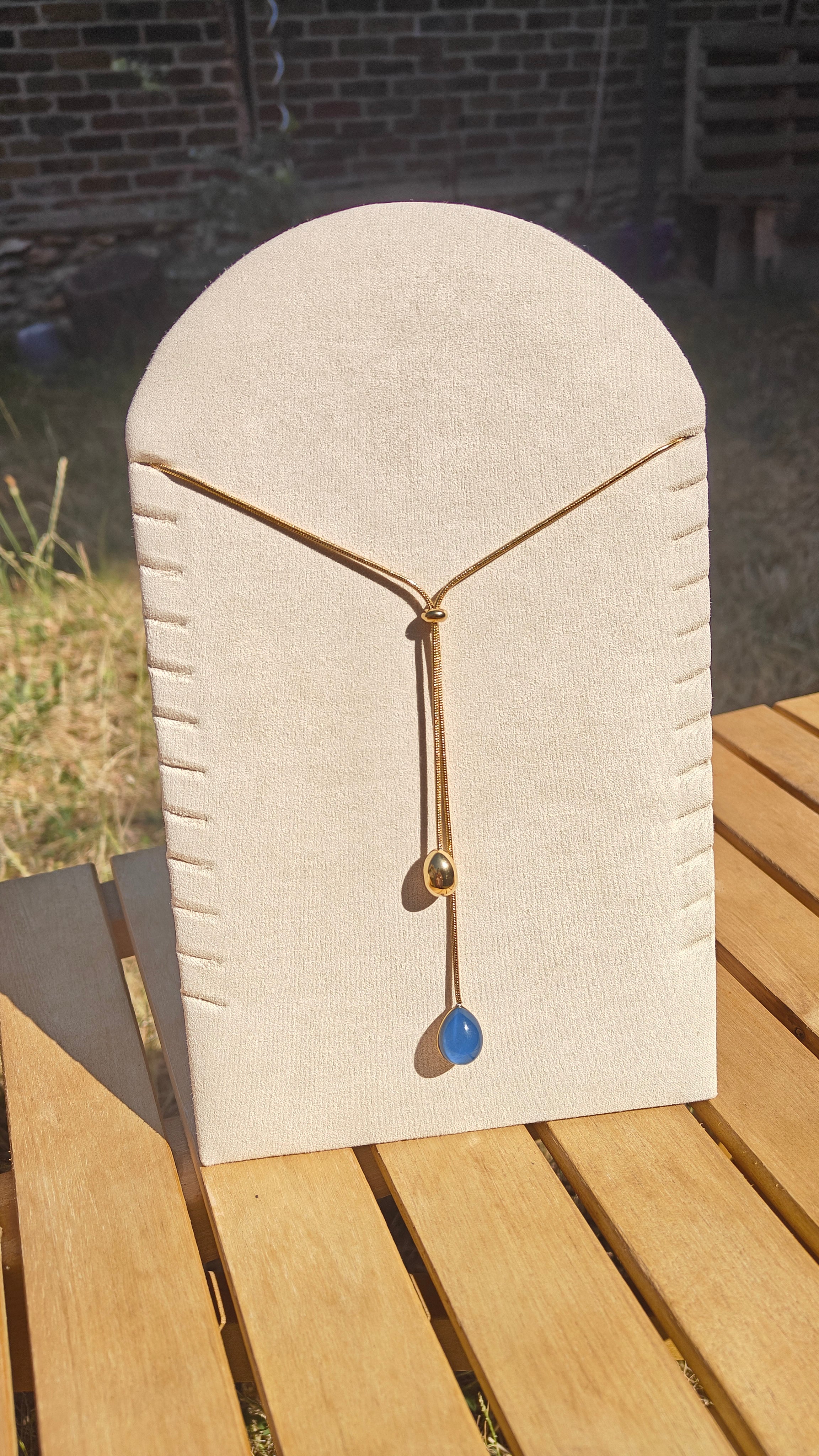Collier goutte d'eau bleue