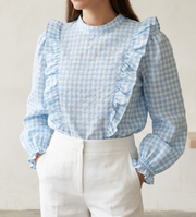 Blouse vichy bleu clair