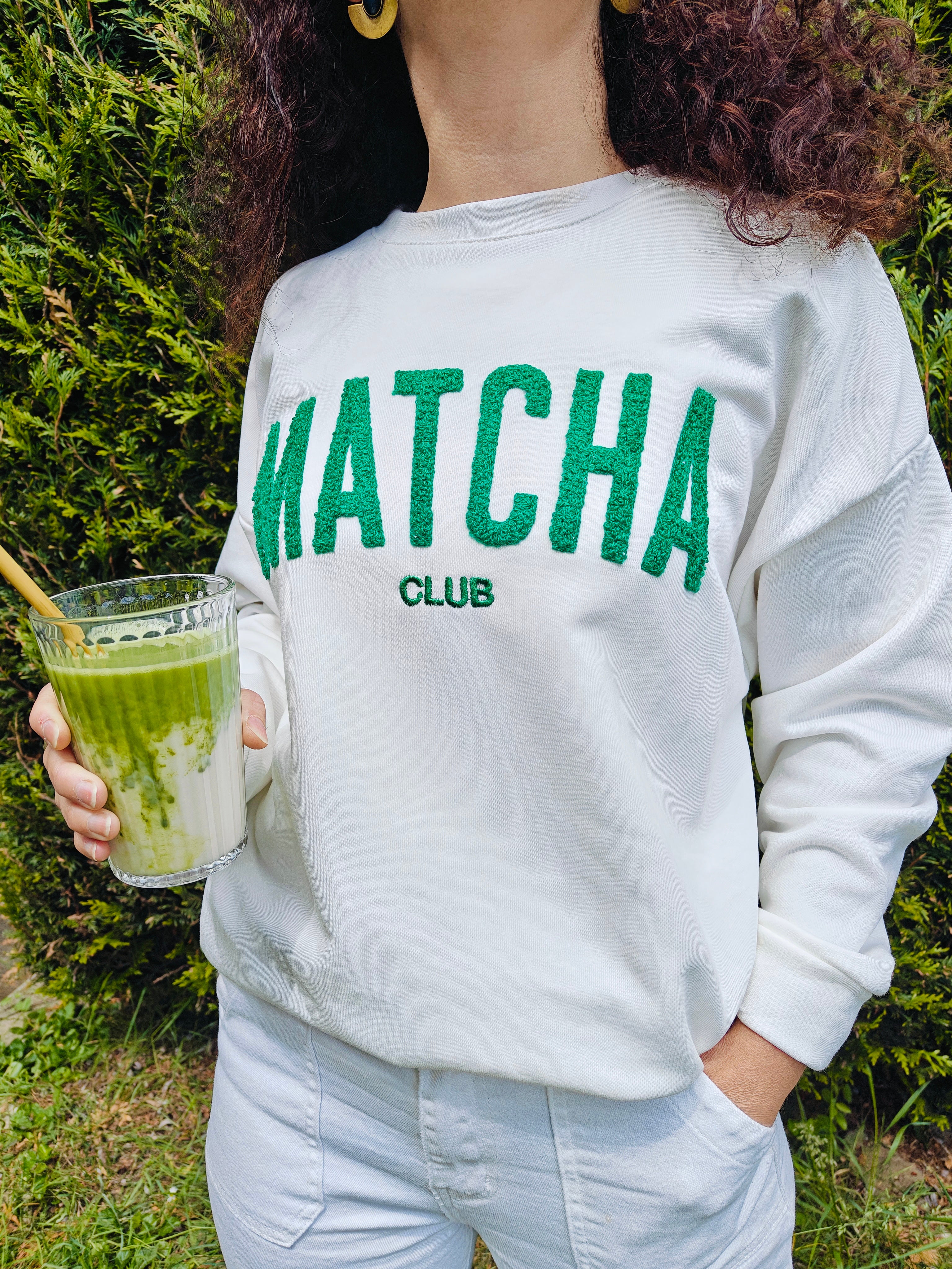 Sweat "Matcha club" blanc