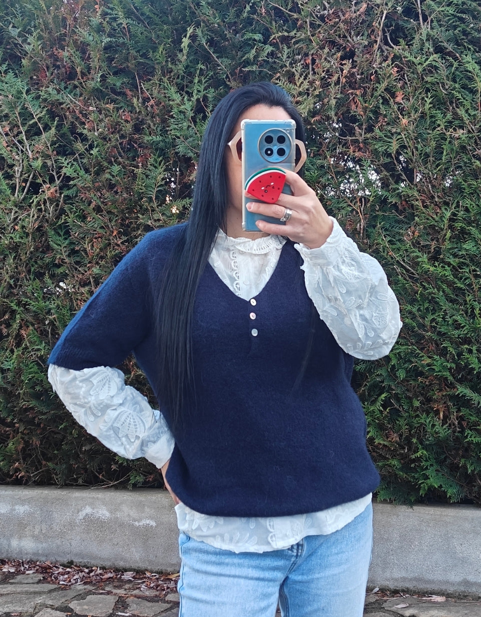 Pull manches courtes marine