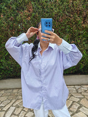 Chemise lavande rayée
