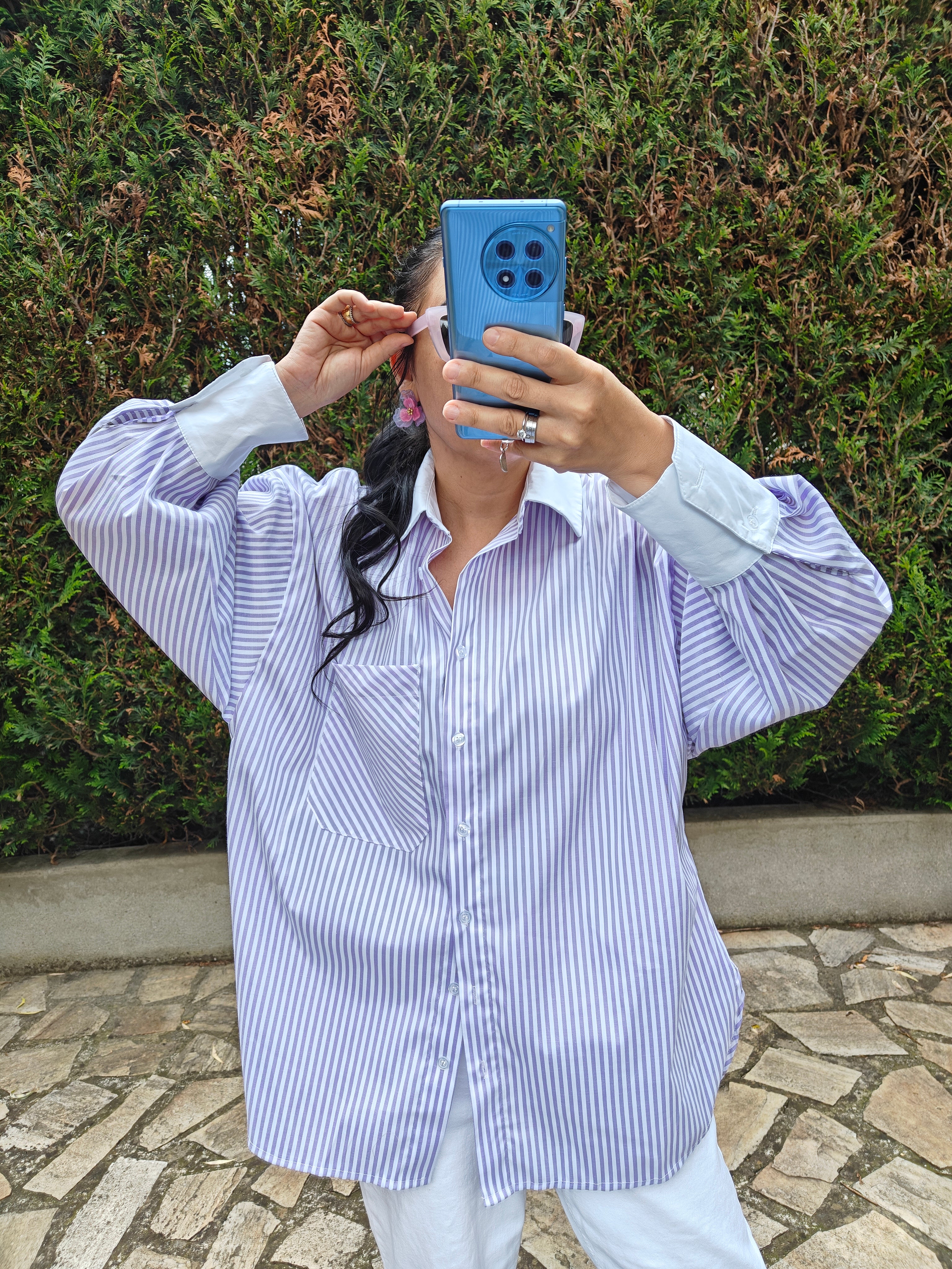 Chemise lavande rayée