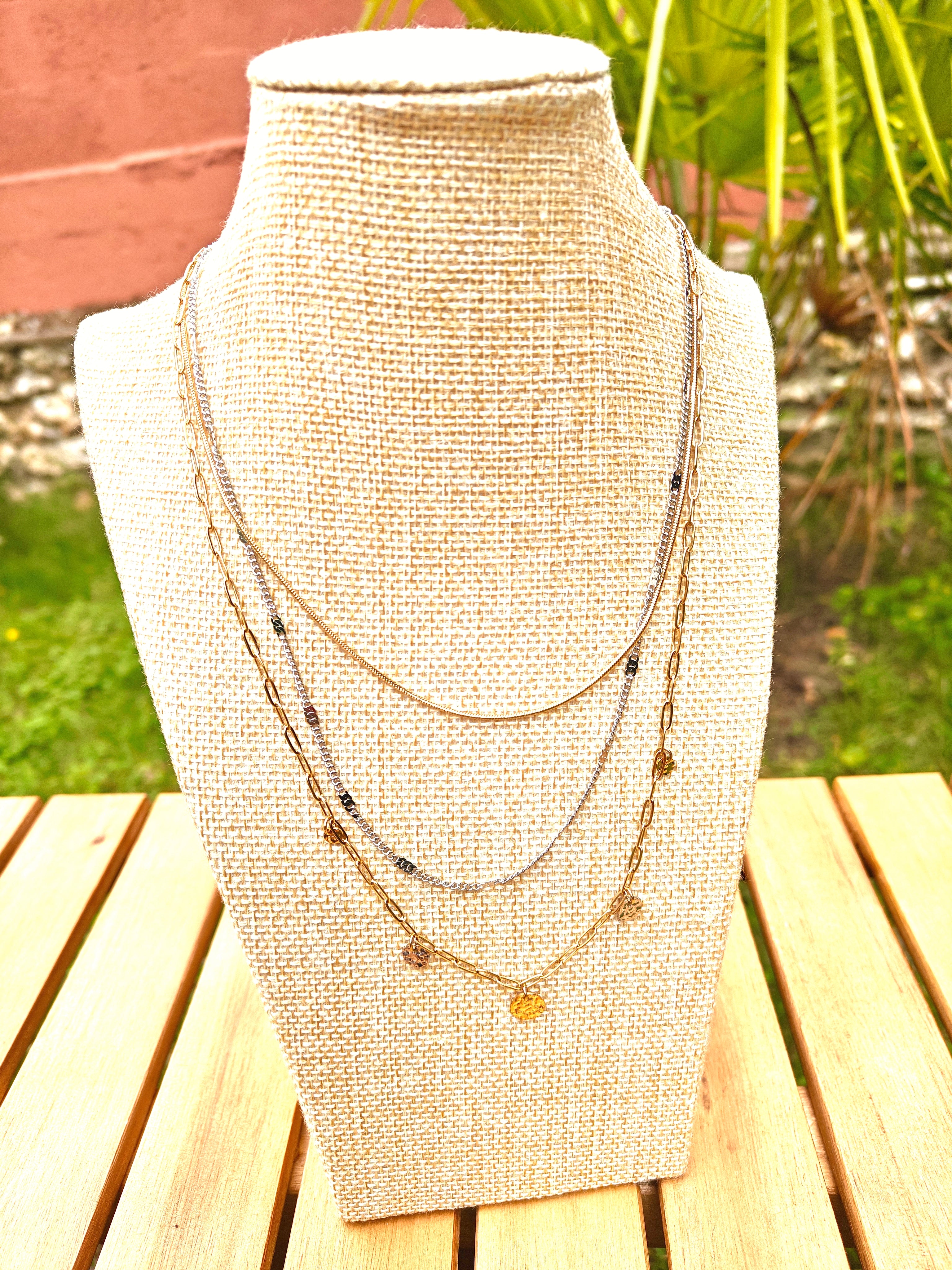 Collier trio or et argent