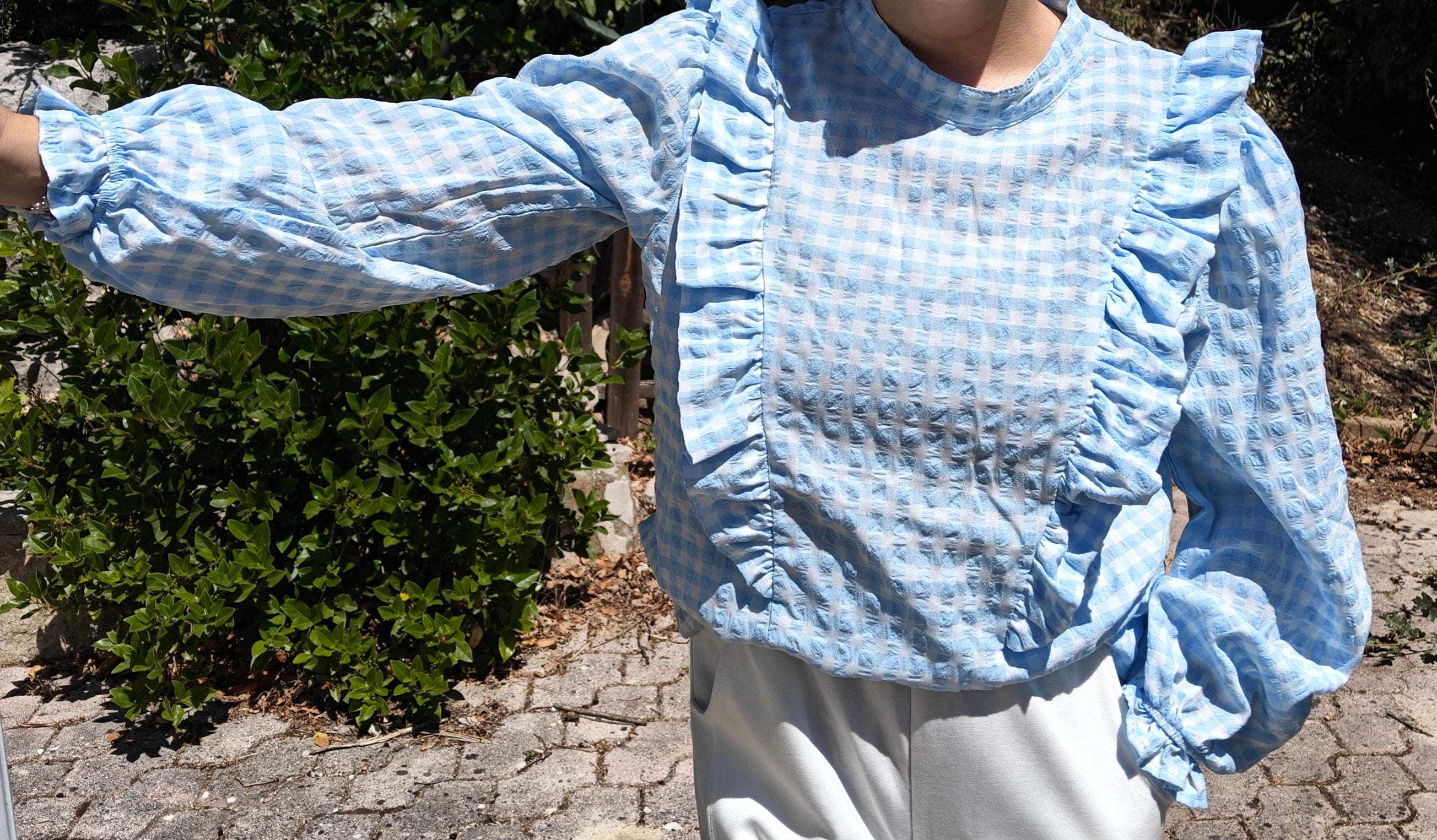 Blouse vichy bleu clair