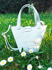 Sac trapèze cuir beige
