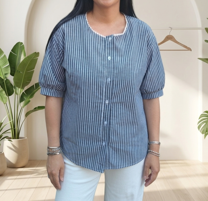 Chemise rayée bleu et blanc