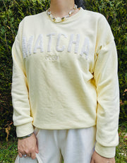 Sweat "Matcha club" jaune beurre
