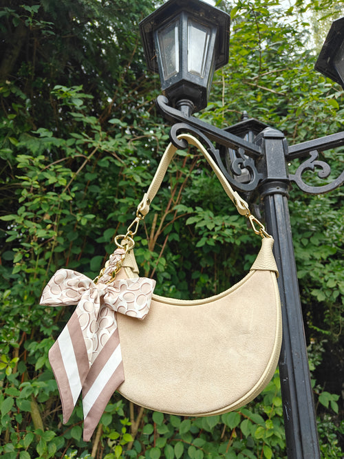 Sac demi lune cuir beige