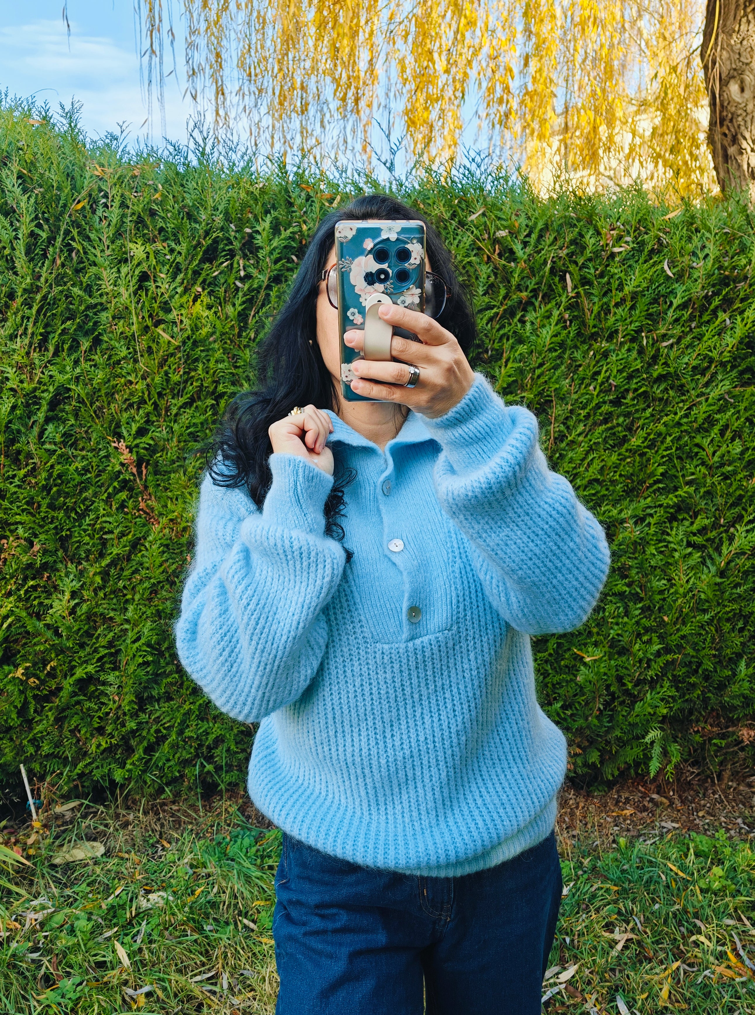 Pull maille bleu ciel