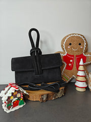 Pochette en cuir noir