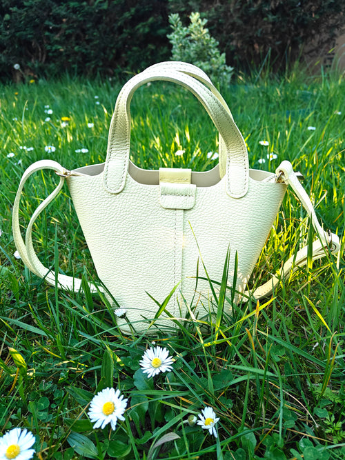 Sac trapèze cuir jaune