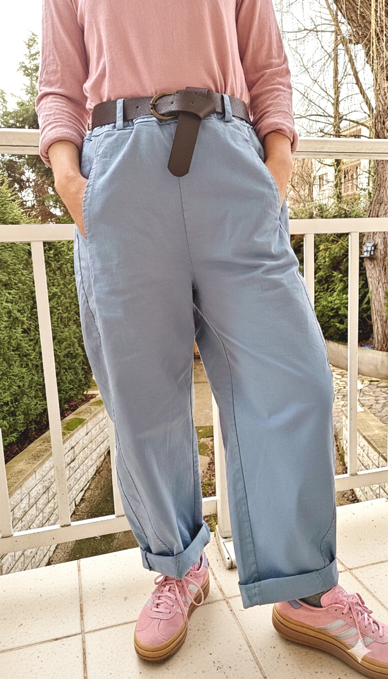Pantalon barrel en coton